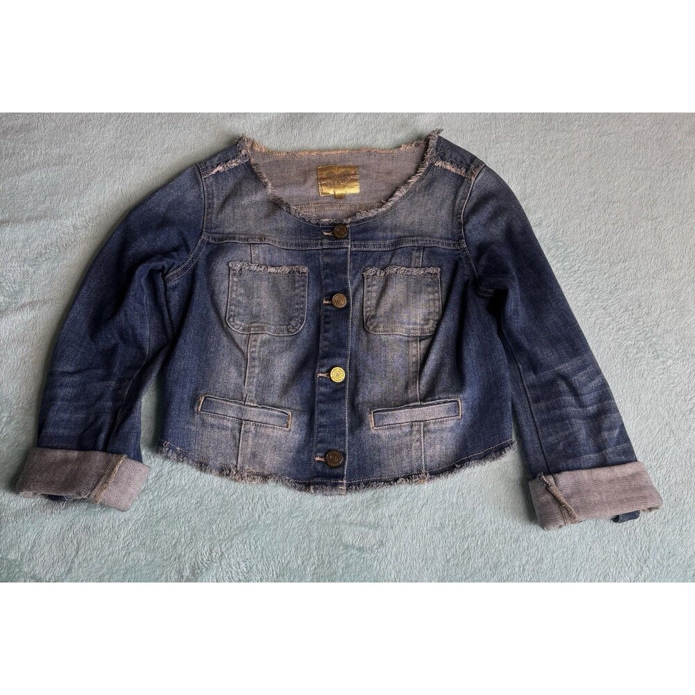 Princess Vera Wang Denim Blue Jeans Jacket Women Size S Button Up Long Sleeve